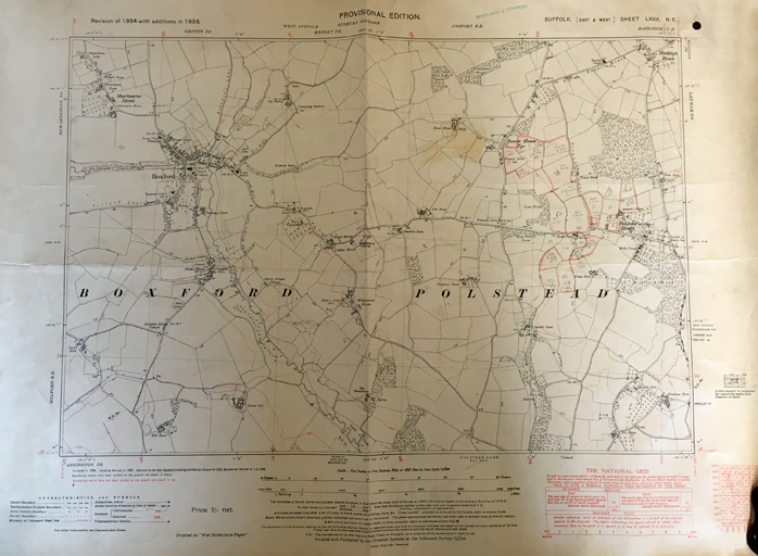 BOXFORD, SUFFOLK. OLD BOXFORD MAPS