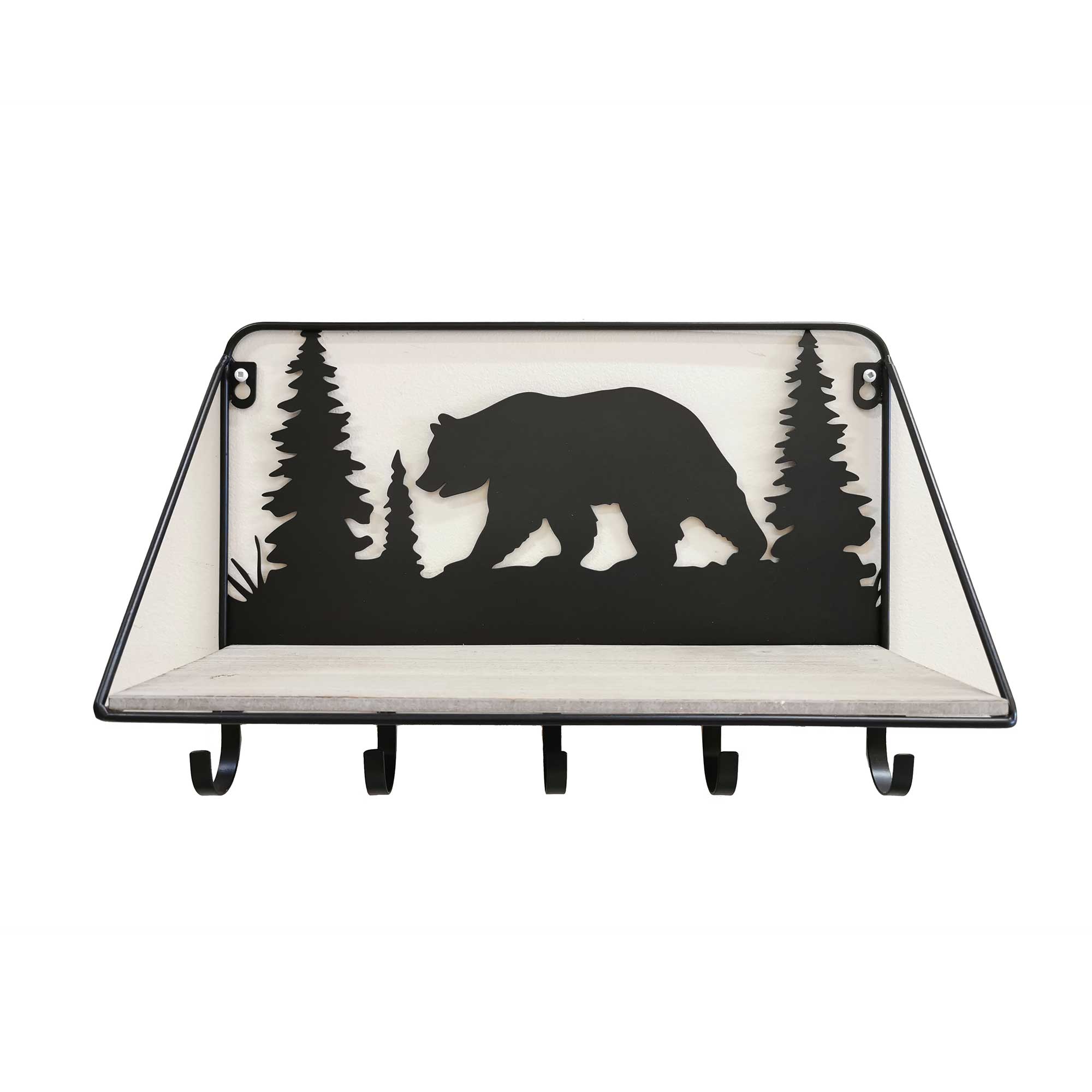 Bear and Pine Trees Wall Mounted Coat Rack Boxman