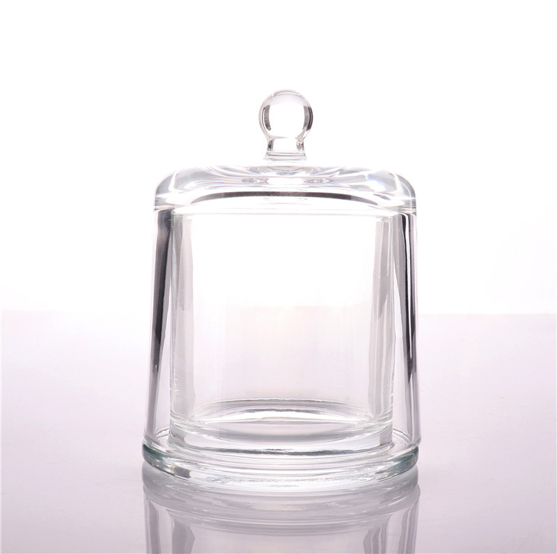 Wholesale Luxury Home Decoration Candle Glass Jar With Cloche Lid Dome