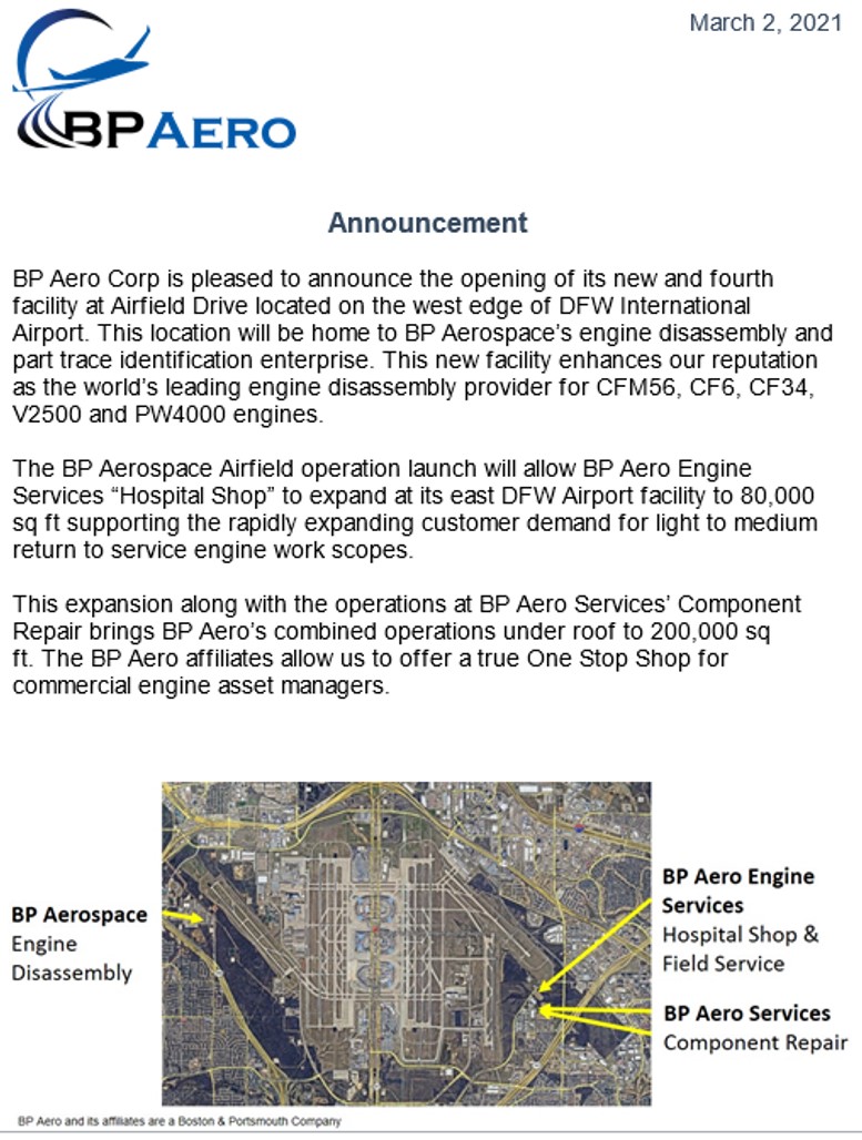 BP Aero Expands Facilities BP Aero