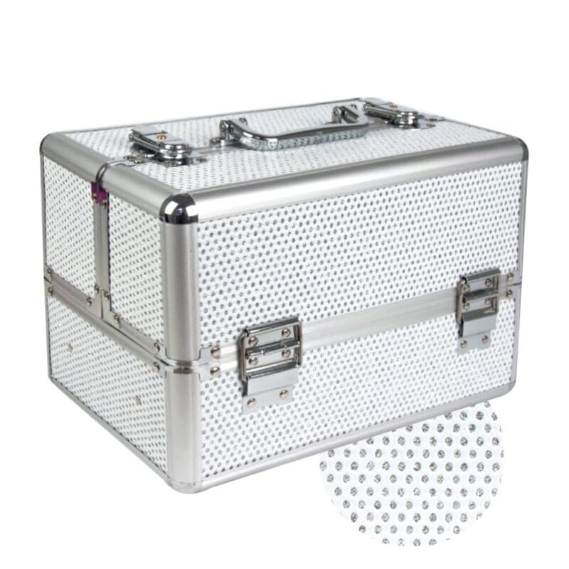 Big Vanity Case White/Silver Gloss with Diamonds BPRO Systems