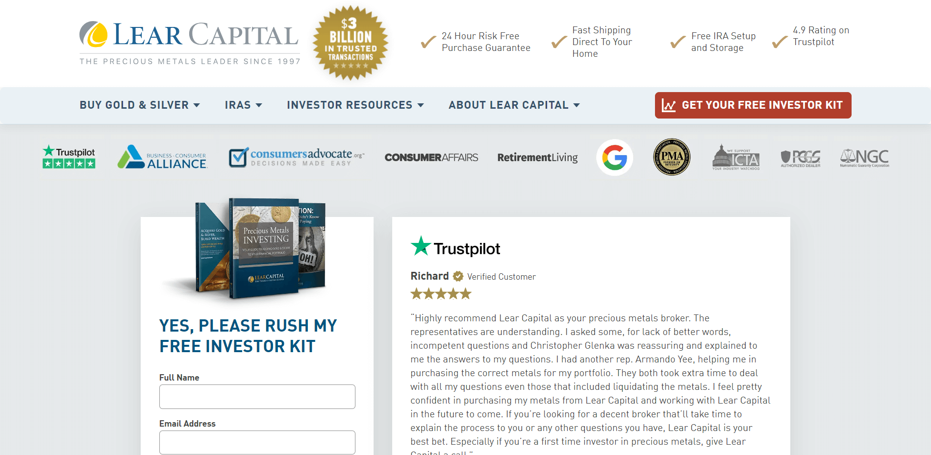 Lear Capital Review 2024 Top Gold IRA Company BP Trends