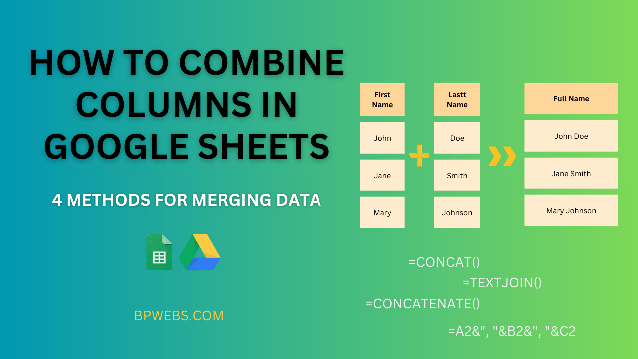 How to Combine Columns in Google Sheets 4 methods for merging data