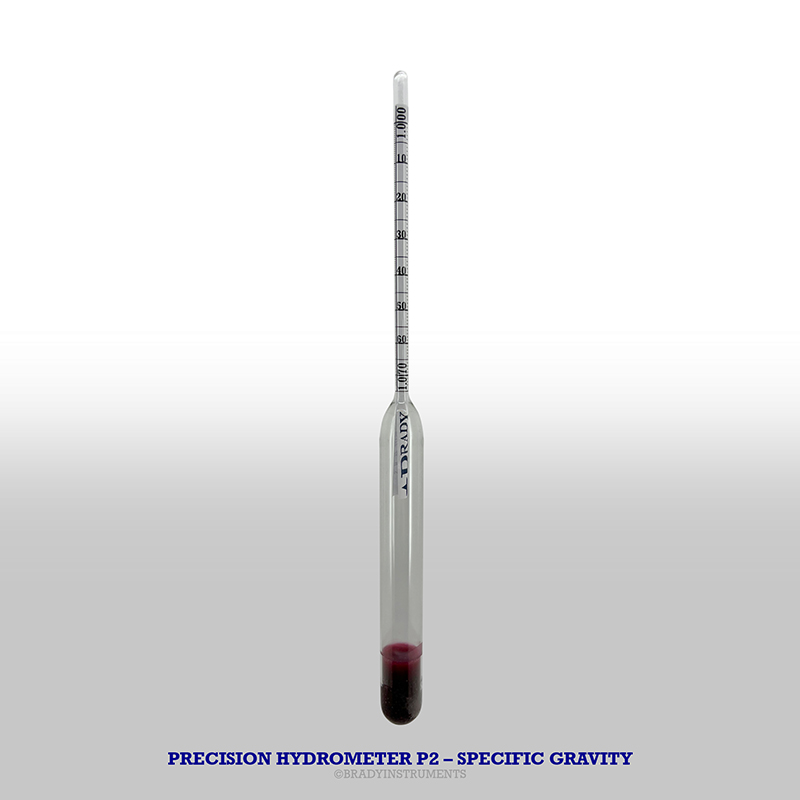 Precision Hydrometer Set Specific Gravity Brady Instruments
