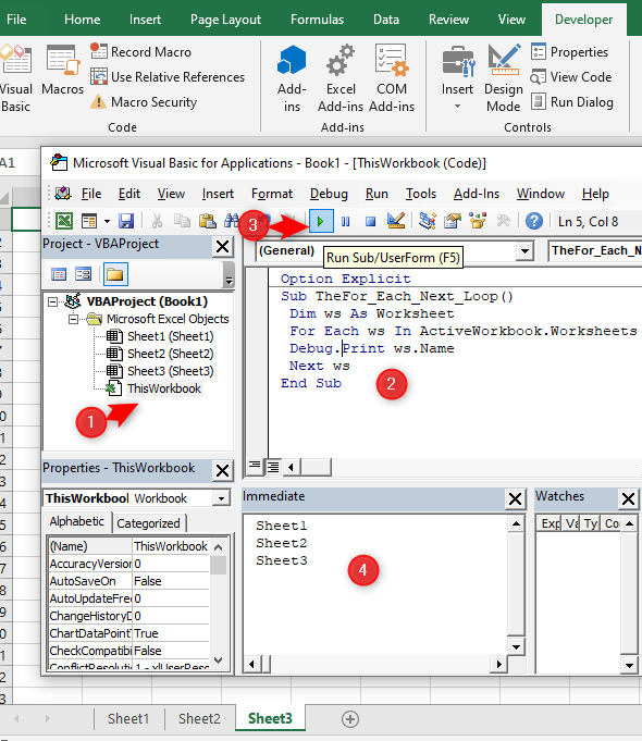 VBA For Each Loop in Excel 2019