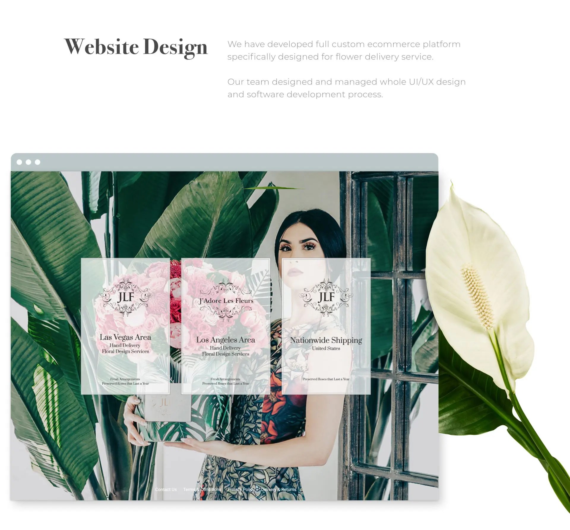 Packaging and website design for for Jadore Les Fleurs Floral design