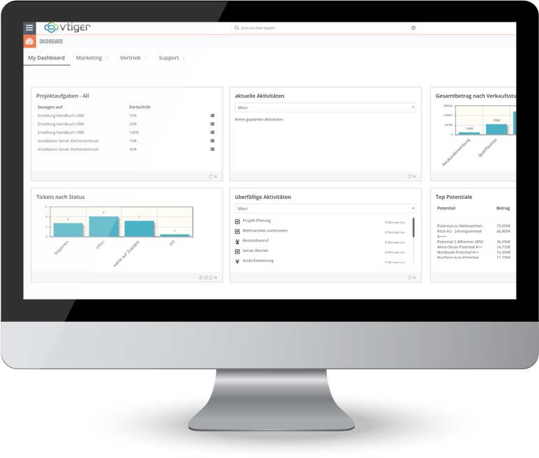 Vtiger CRM Open Source online DEMO auf Deutsch