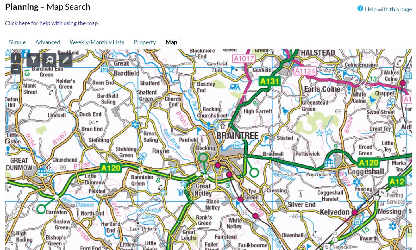 Map Search Guidance for viewing and commenting on planning
