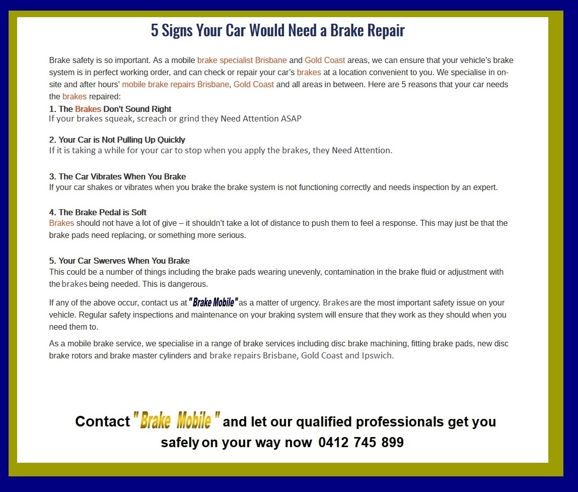 Mobile Brake Repair Services Fix My Brakes