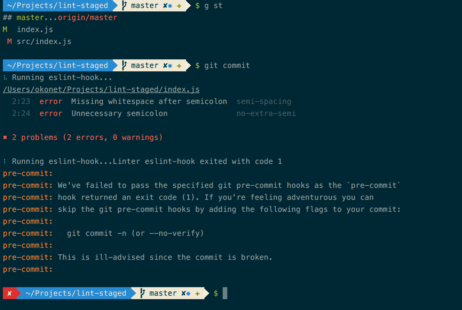 lintstaged Lint JS and CSS files staged by Git Bram.us