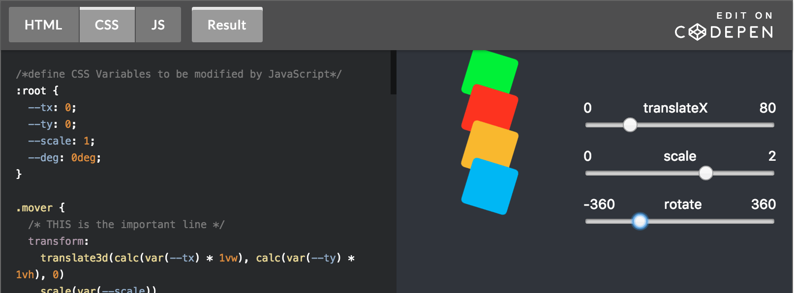 Mocking Individual CSS Transform Functions using CSS Variables Bram.us