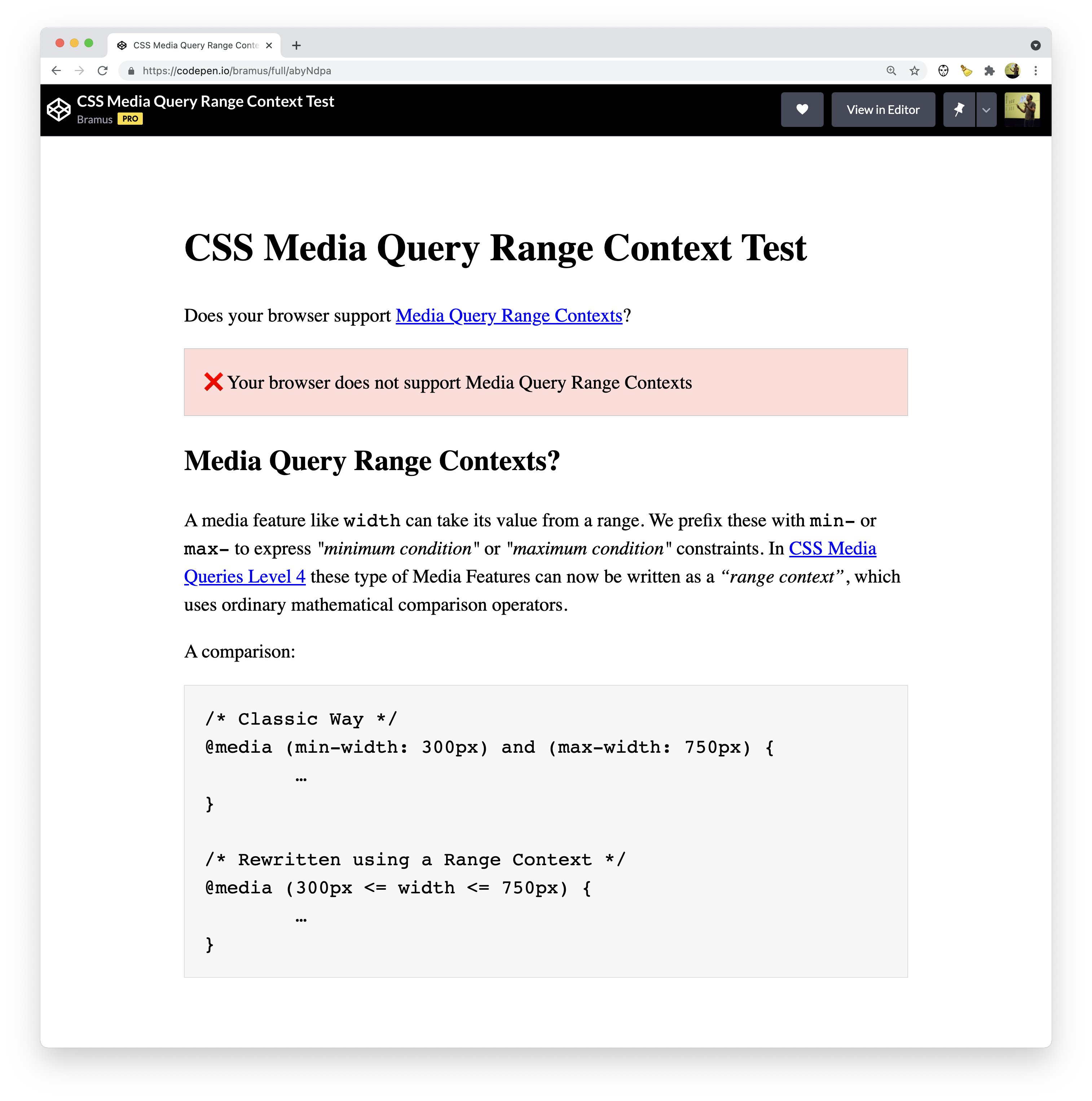 Media Queries Level 4 Media Query Range Contexts (Media Query Ranges