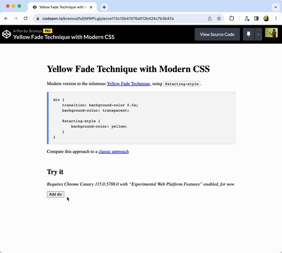 The Yellow Fade Technique with Modern CSS using startingstyle Bram.us