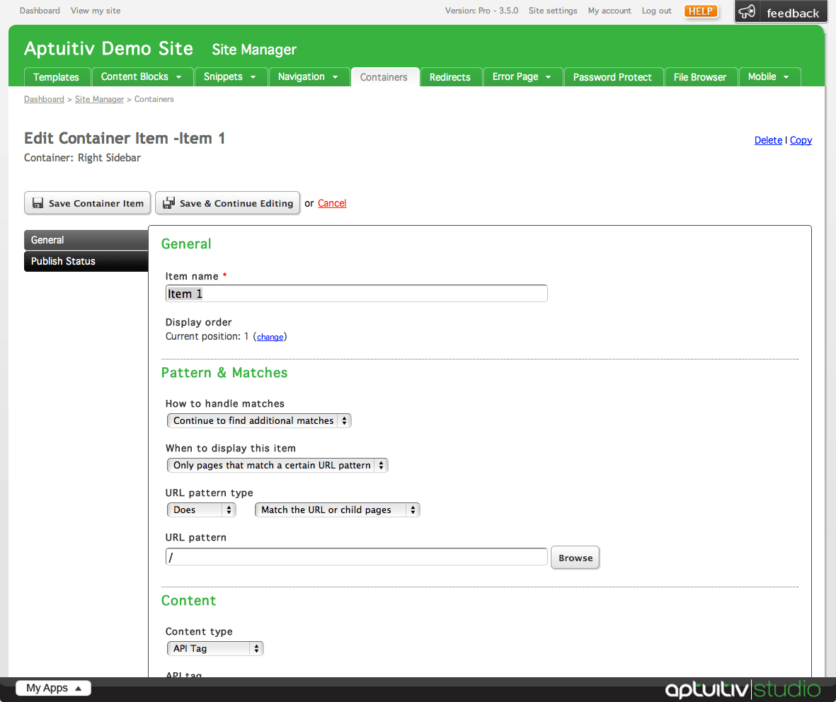 Deleting Container Items Branch CMS Documentation
