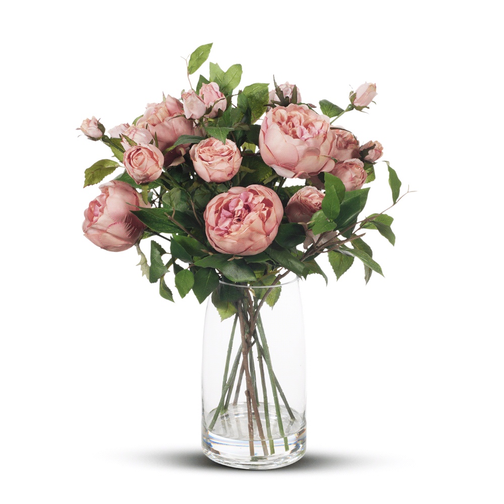 Dusky Pink Peonies In Glass Vase