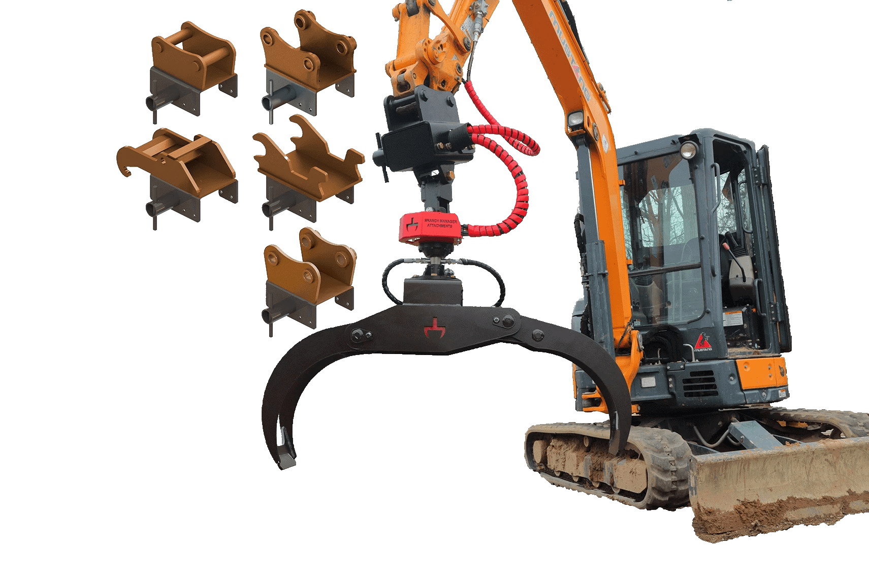53" T4040 Rotating Excavator Grapple Branch Manager Attachments