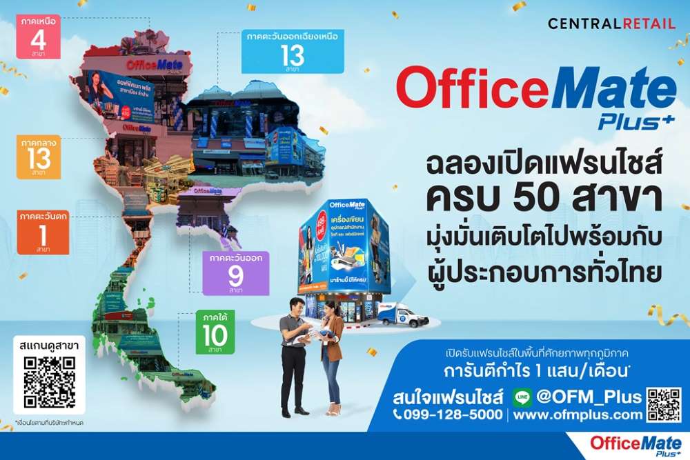 OfficeMate Plus ฉลองเปิดแฟรนไชส์ครบ 50 สาขา ครบทุกภูมิภาคทั่วไทย [PR