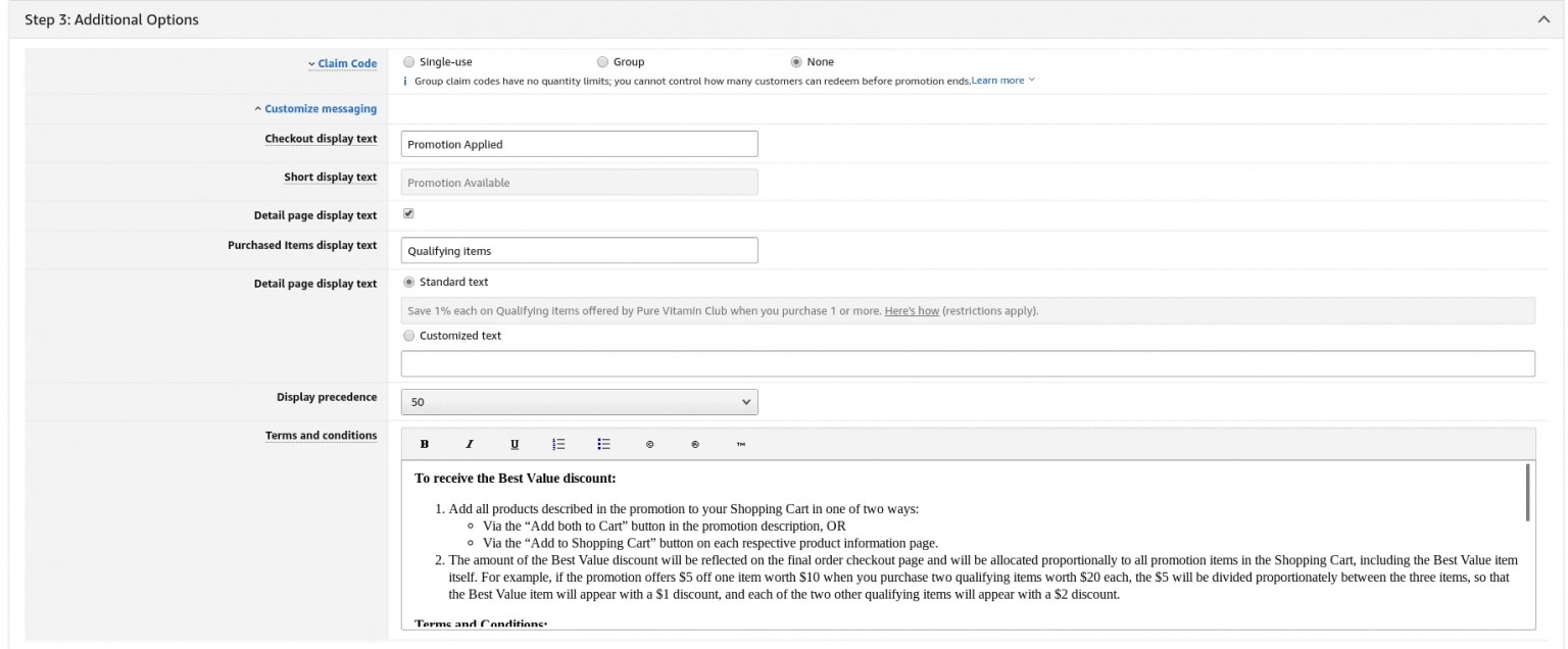 How To Create a Promotional Code (and other discounts) On Amazon Step