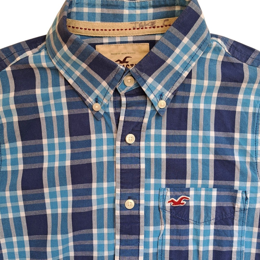 HOLLISTER Shirt Mens 15.5 S Blue & White Check Brandinity