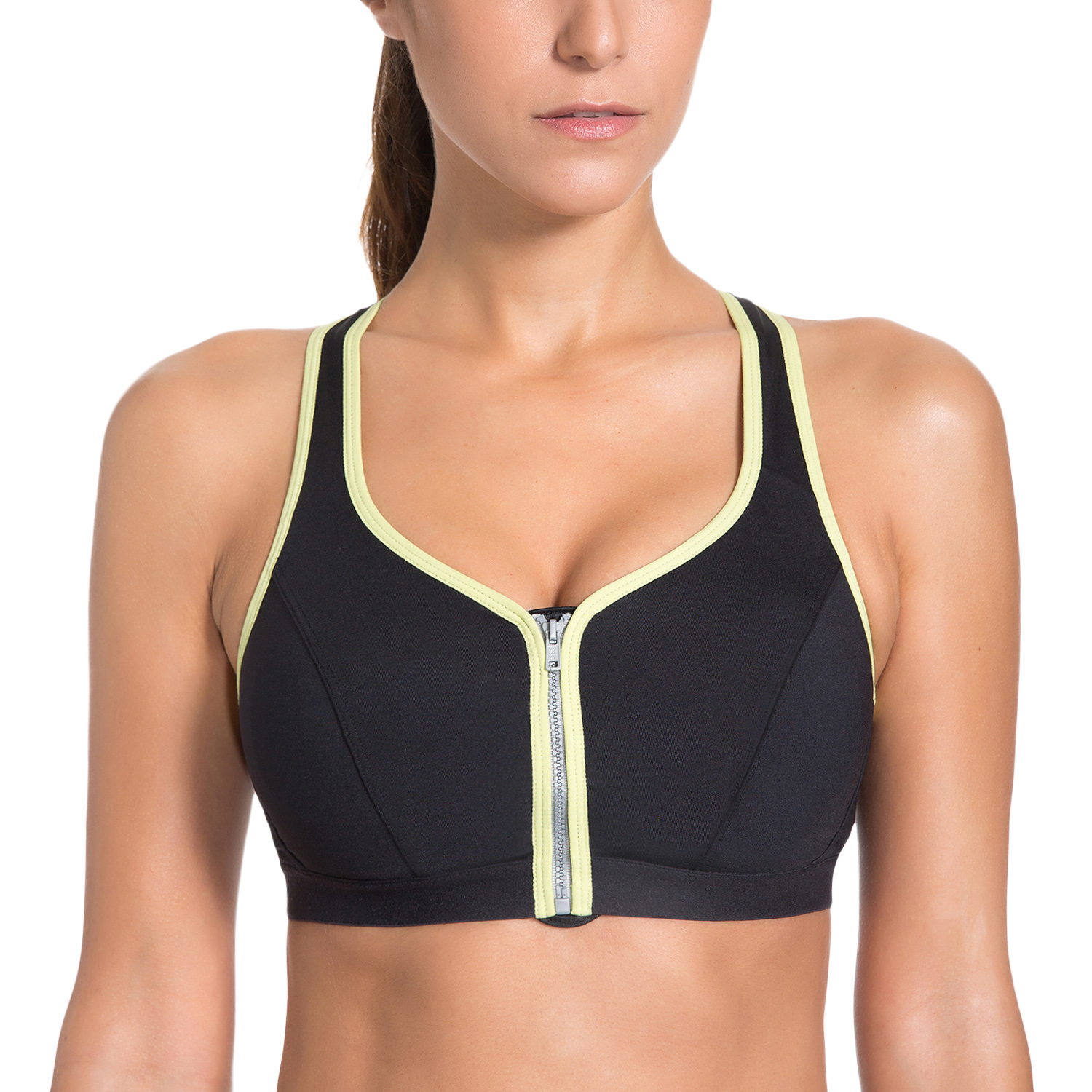Women's High Impact Front Zip Non Padded Wireless Supportive Sports Bra eBay