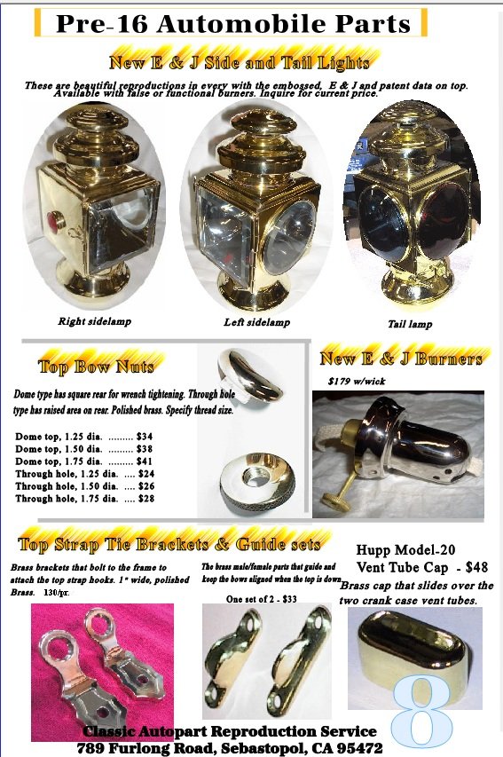 CARS Online Catalog of Brass Era, Antique and Horseless Carriage Car Parts