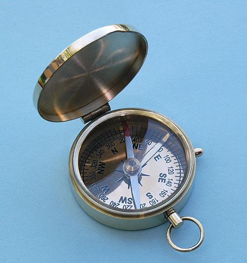 Stanley London Engravable Pocket Compass Matte Silver, Front & Back