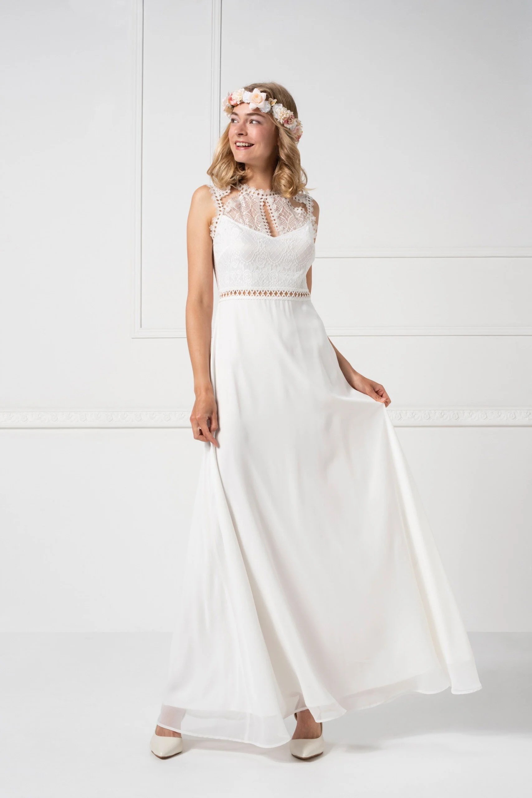 BohoBrautkleid in ALinie mit Spitzentop Weise braut.de