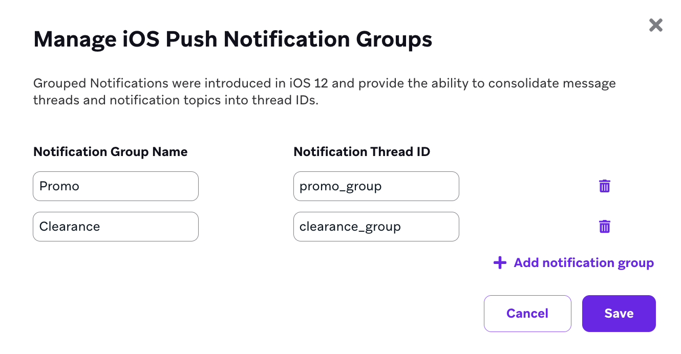 iOS Notification Options