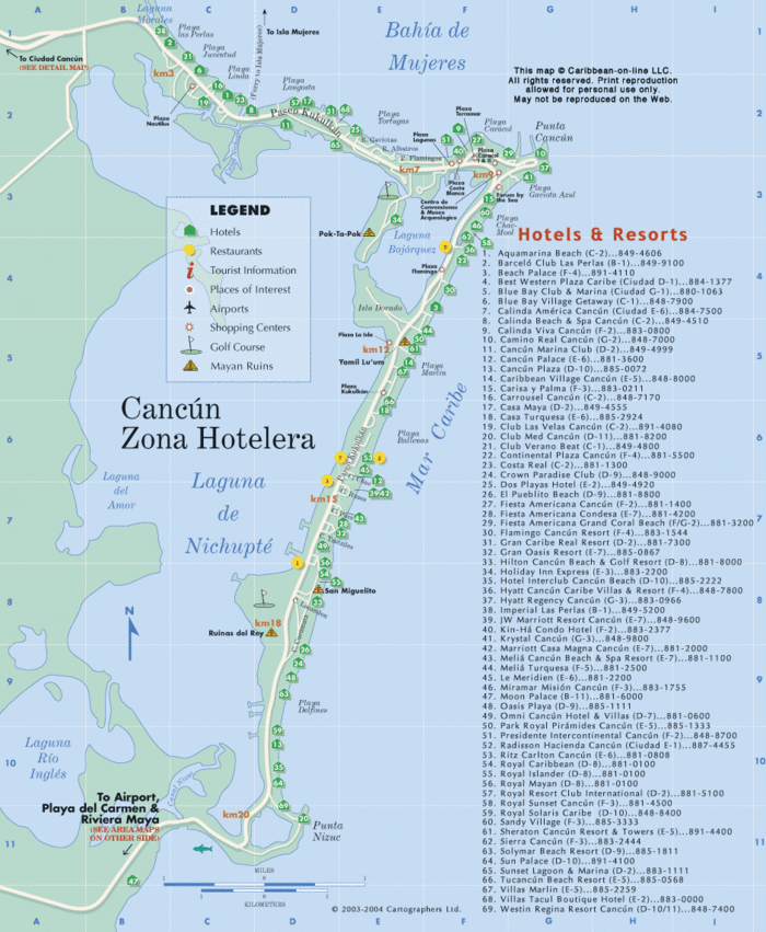 Cancun Mexico Activities Map