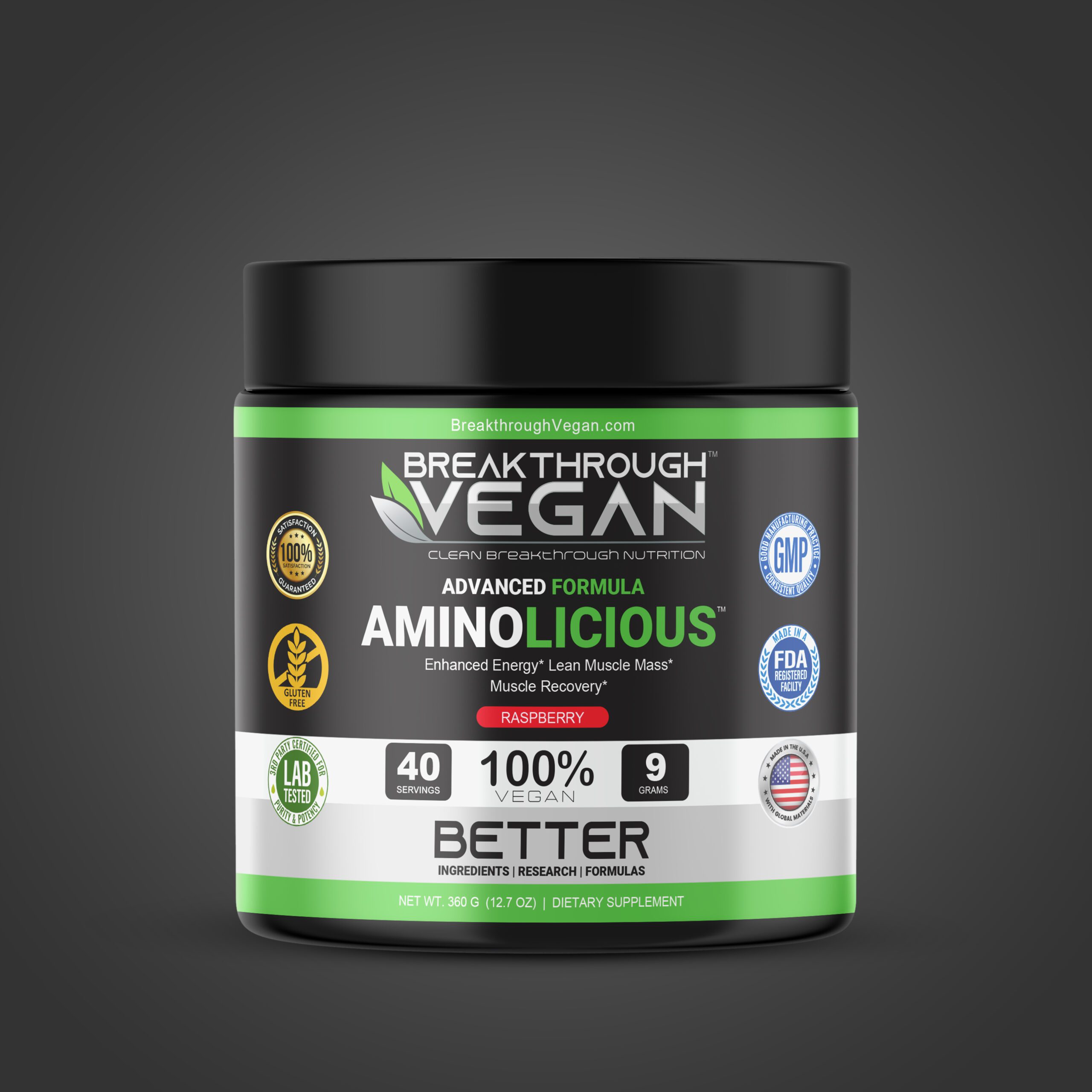 Delicious Vegan Amino Acids Aminolicious Raspberry 100 Vegan