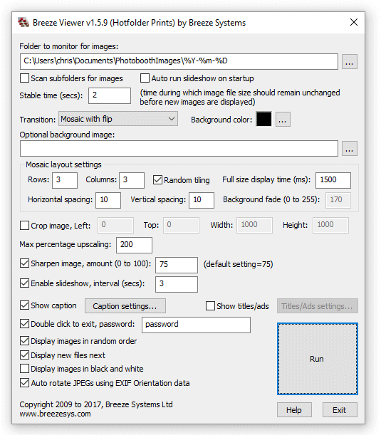 Running a slideshow using Breeze Viewer