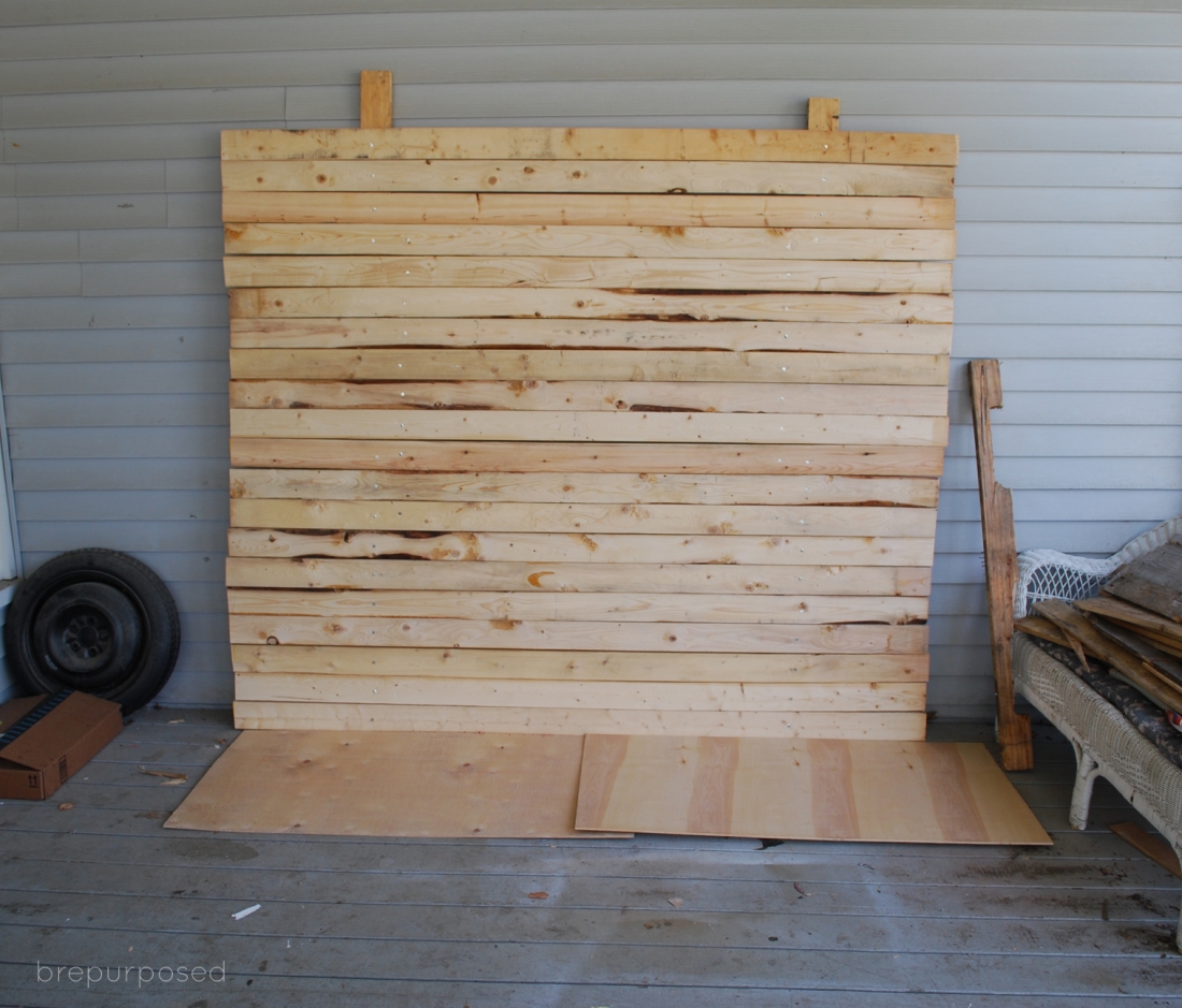 DIY Faux Distressed Wood Backdrop brepurposed