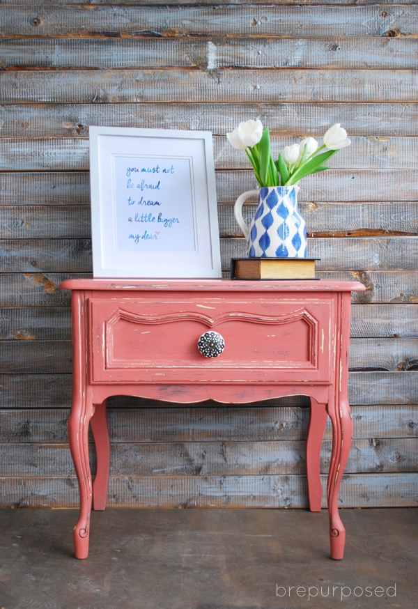 Scandinavian Pink Side Table Themed Furniture Makeover Day BREPURPOSED