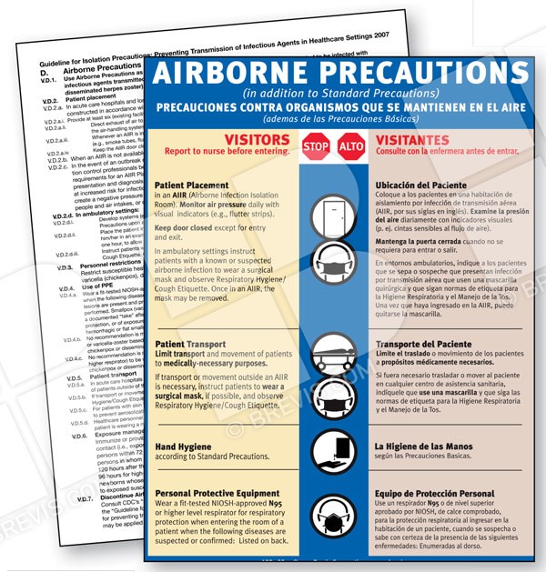 Airborne Precautions Sign, English & Spanish Brevis