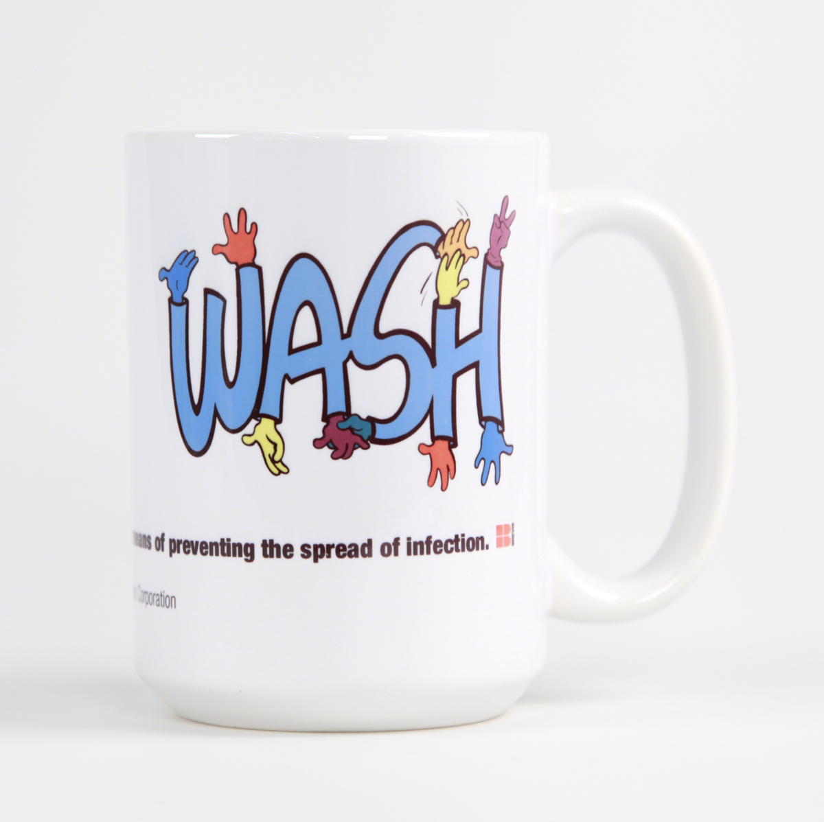 WASH cartoon hands mug, 15oz Brevis