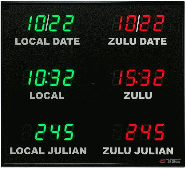 BRG Style 662 Digital Fixed Zone Time Zone Displays, World Clocks