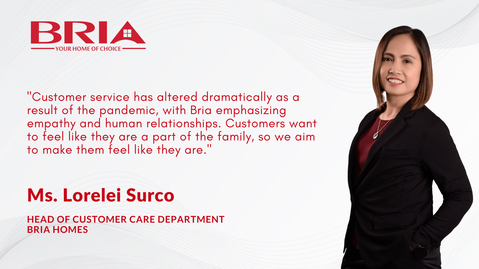 Bria Homes Customer Care Head Lei Surco Enumerates Customer Service