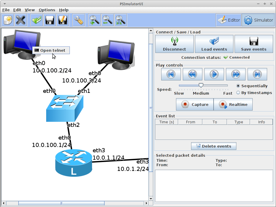 Psimulator2 a graphical network simulator OpenSource Routing and