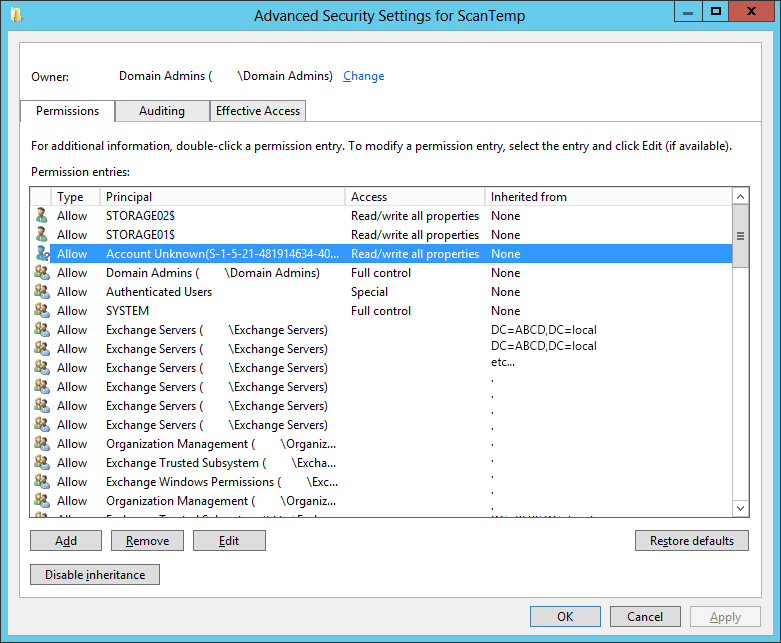 DFS Properties cannot be set on the namespace server Access is denied