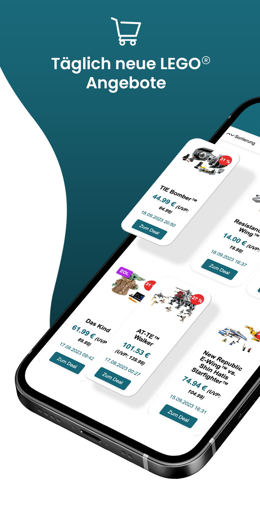BrickTracker App Lego® Schnäppchen auf dein Smartphone, immer und