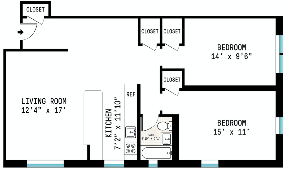 A renovated two bedroom in Riverdale for 330,000, no board approval