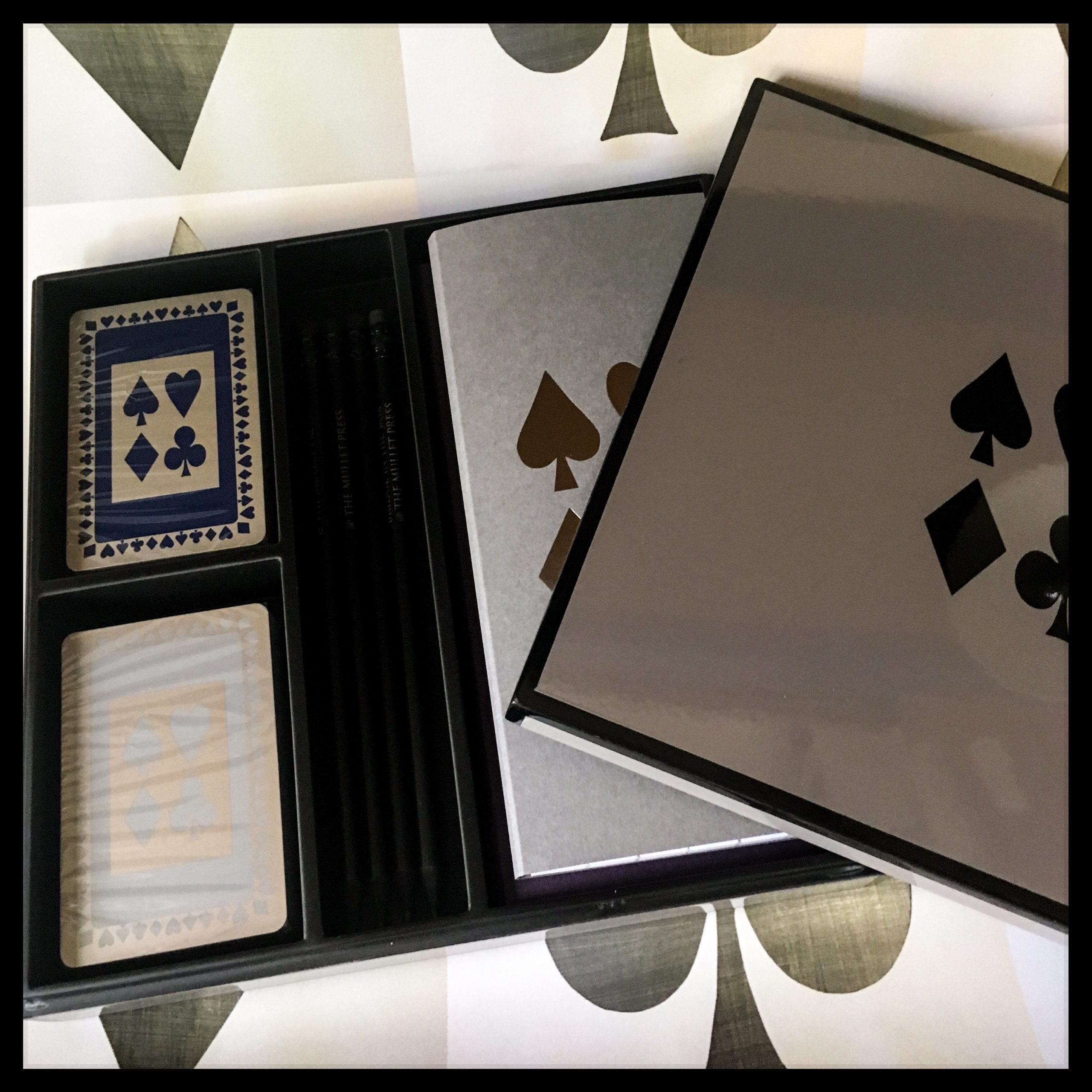 Complete Game in grey box with navy and grey cards Bridge in the Box