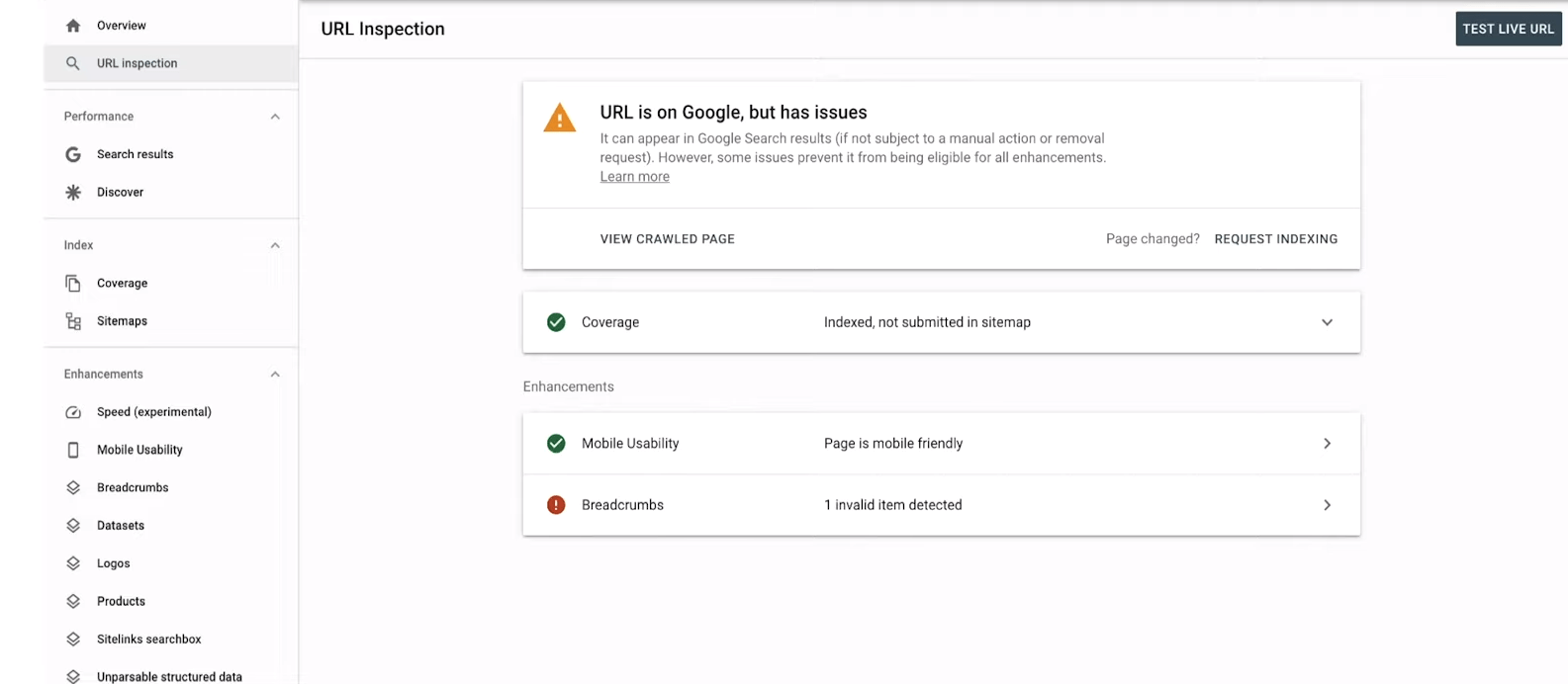 Google Search Console URL Inspection Tool advantage