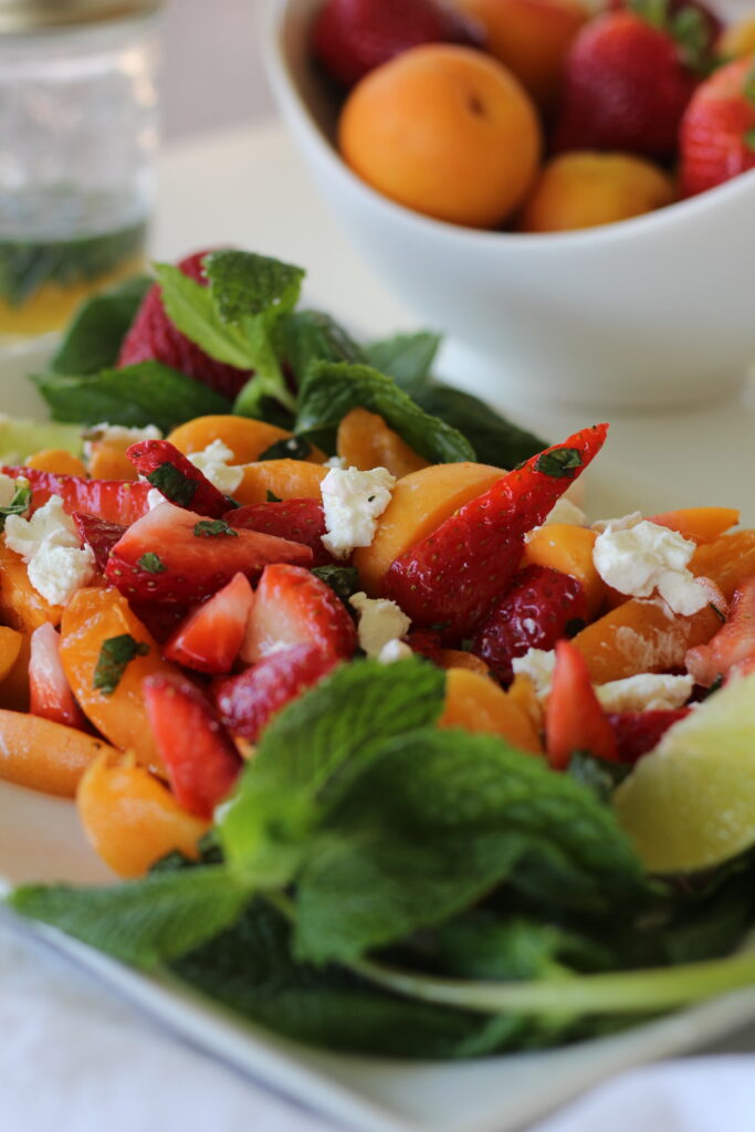 Strawberry and Apricot Salad with Goat Cheese BriGeeski