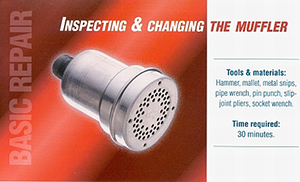 How do I inspect my small engine muffler for repair or replacement?