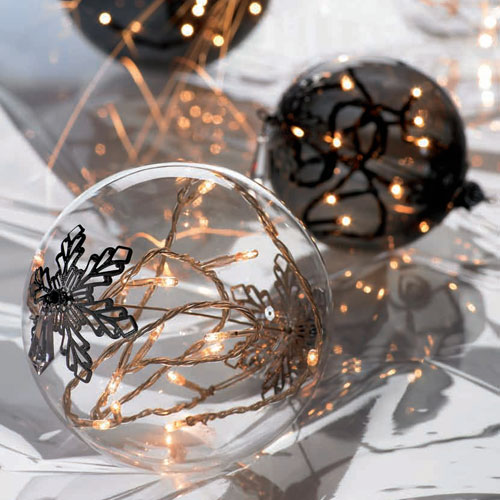 clear glass christmas balls with white led lights Bright Source Ltd