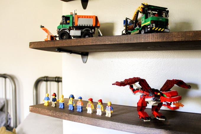 DIY Floating Lego Shelves Bright Green Door