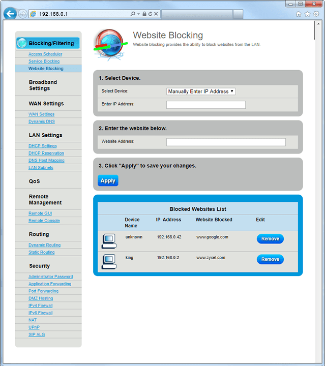 site blocking Advanced modem setup Brightspeed