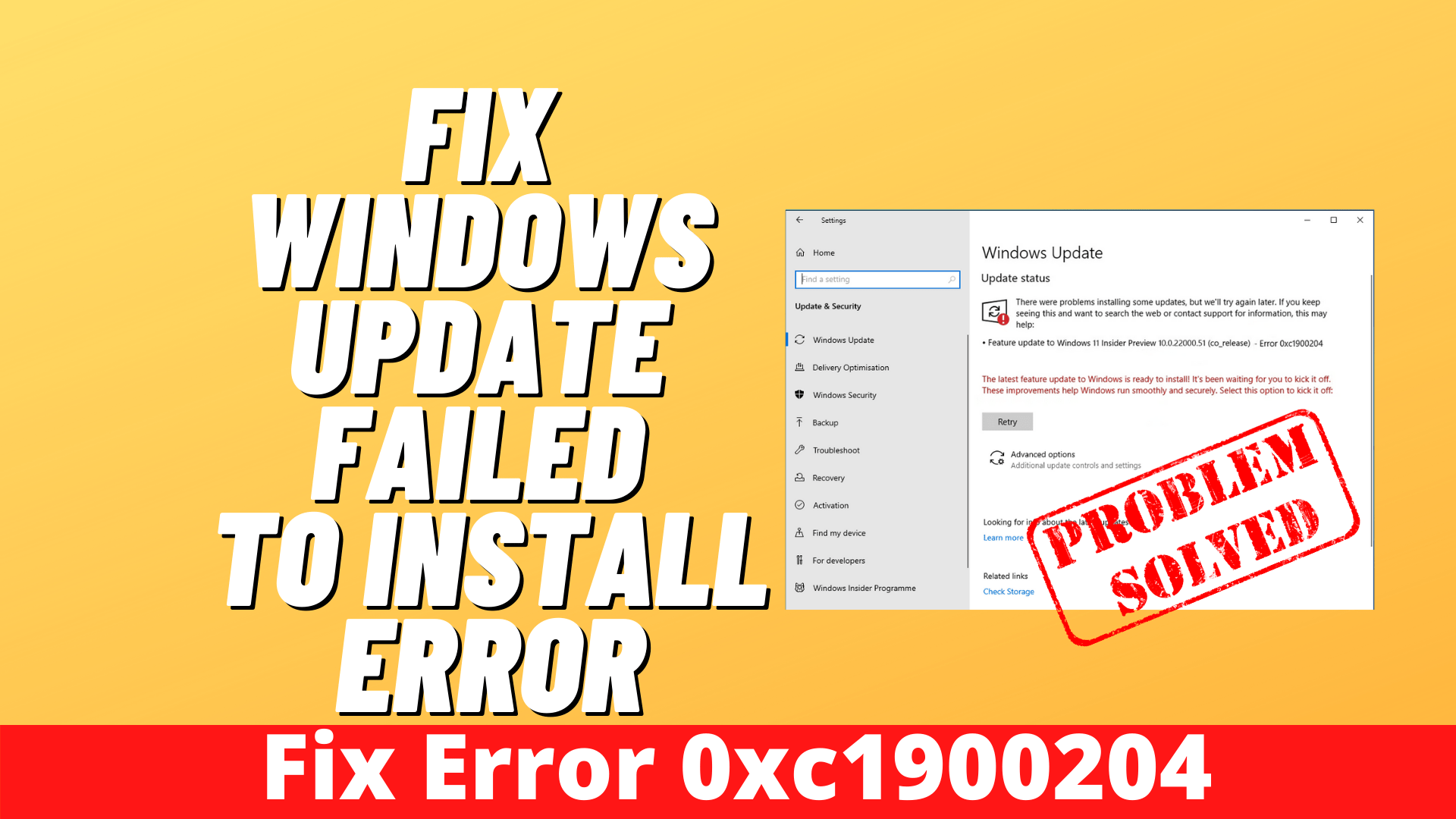 Fix Windows Update Failed To Install Error