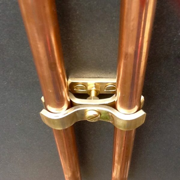 Brass Wall Mount Double Pipe Clamp Bracket 22mm Diameter Ports
